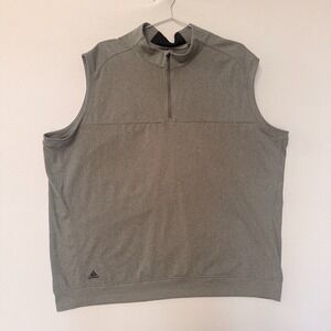 Adidas Golf Mens 2XL Gray Quarter Zip Vest Pullover Performance Layering